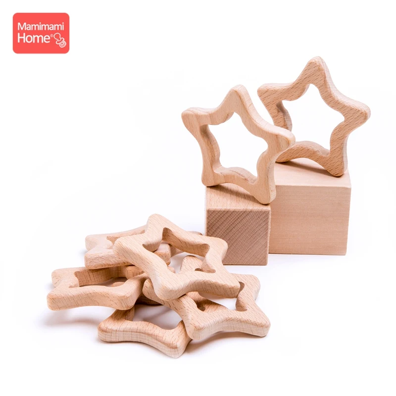 Детский деревянный Прорезыватель грызунок Mamihome 1se с подвеской в виде звезды для