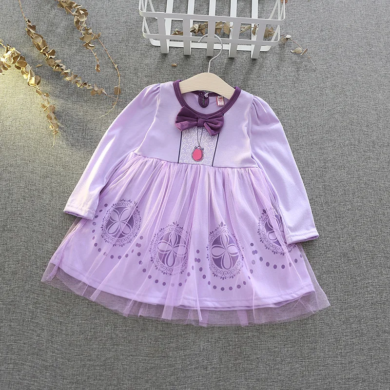 Purple Платья для маленьких девочек; весенние вечерние платья Белоснежки и Эльзы; костюм на Хэллоуин; детское платье принцессы Анны для костюмированной вечеринки; Vestidos От 2 до 6 лет - Цвет: Purple