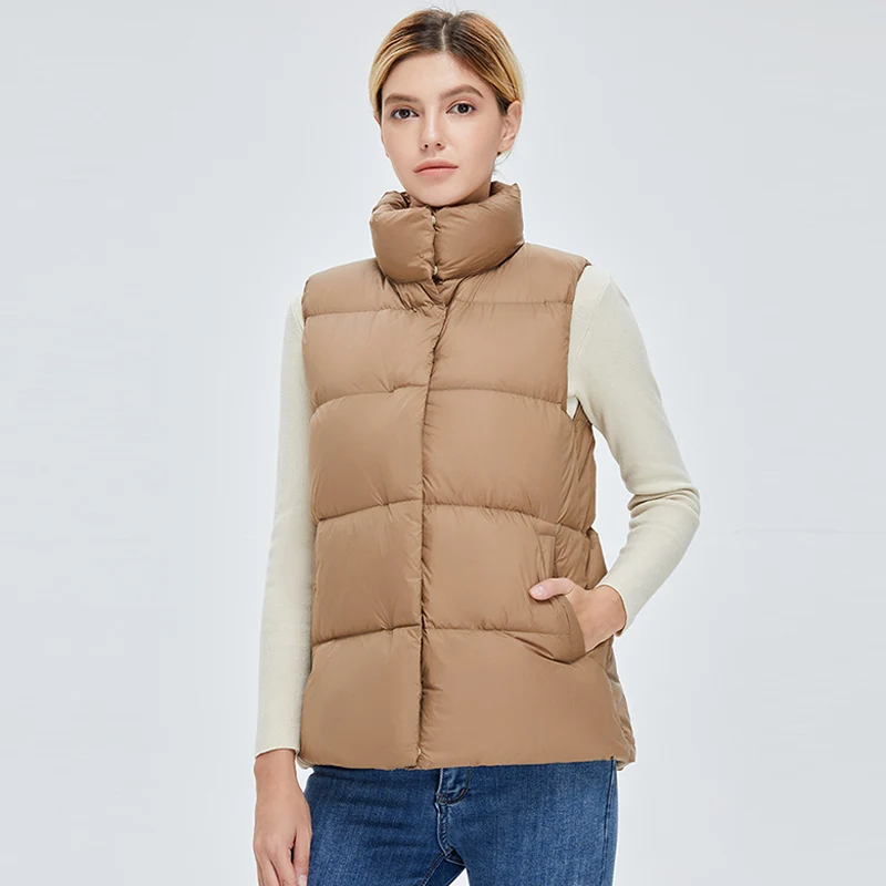 

2021 New Coming Winter Plus Size Thick Duck Down Vest Women's Waterproof Lightweight Warm Waistcoat Short Tunic Puffer Gilets