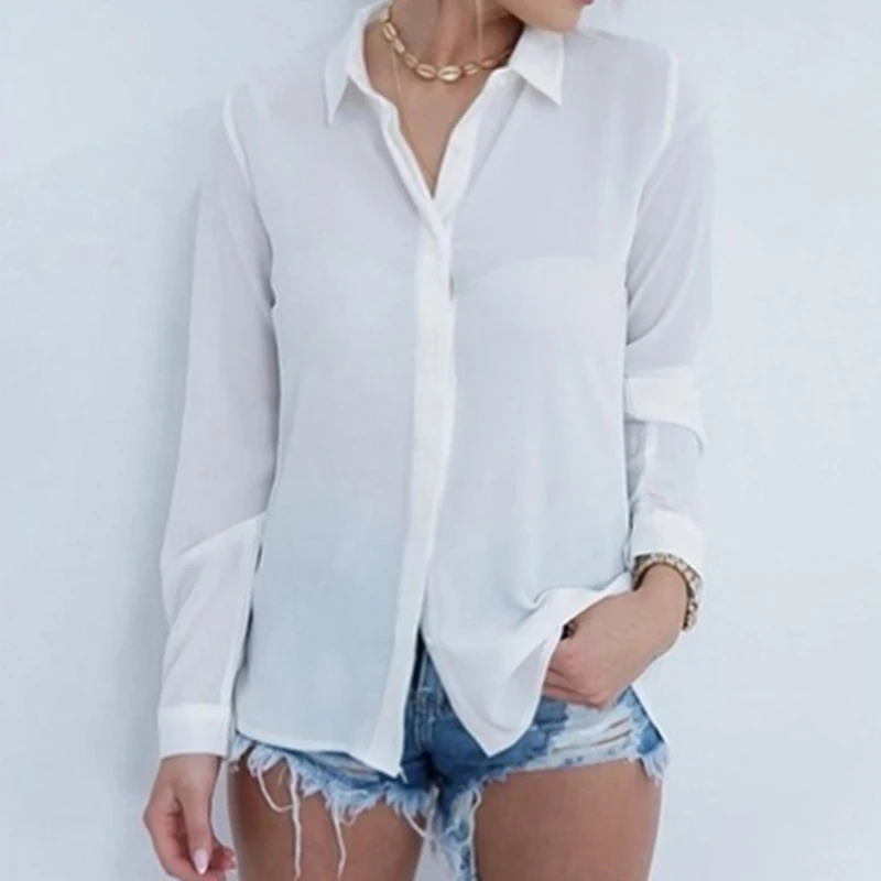 Блузка с отложным воротником Женская Сексуальная рубашка открытой спиной