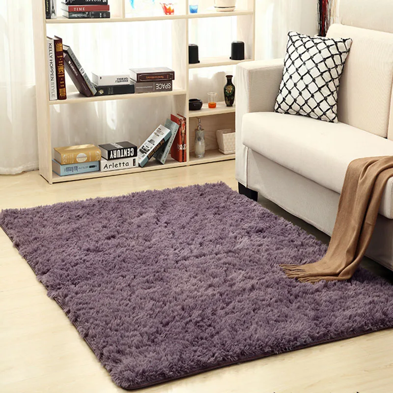 Gray purple Ковер для гостиной, домашние теплые плюшевые Коврики для пола, пушистые коврики для детской комнаты, шелковые коврики из искусственного меха, ковер для гостиной, коврики для йоги - Цвет: Gray purple