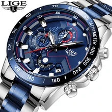 Relogio Masculino LIGE Hot Fashion Mens Watches Top Brand Luxury Wrist Watch Quartz Clock Blue Watch Men Waterproof Chronograph