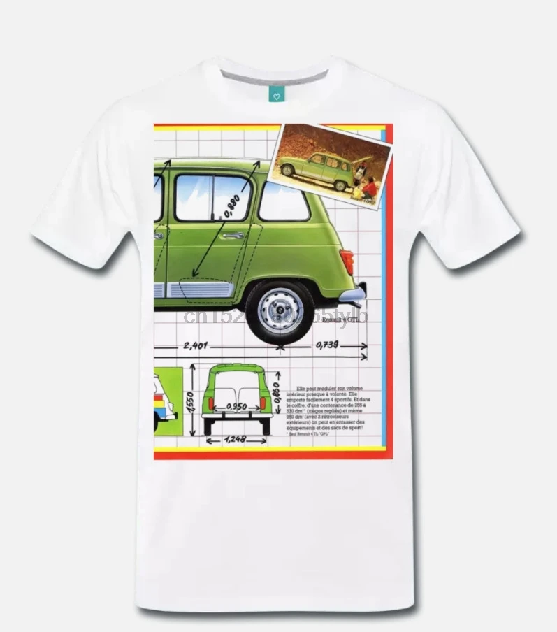 

T-Shirt Mesh Classic cars renault 4 renault t4 Car Vintage Years 70 2 S-M-L-XL
