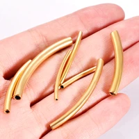 20pcs stainless steel metal curved tube beads spacer connector charm for jewelry making diy bracelets necklace accessories