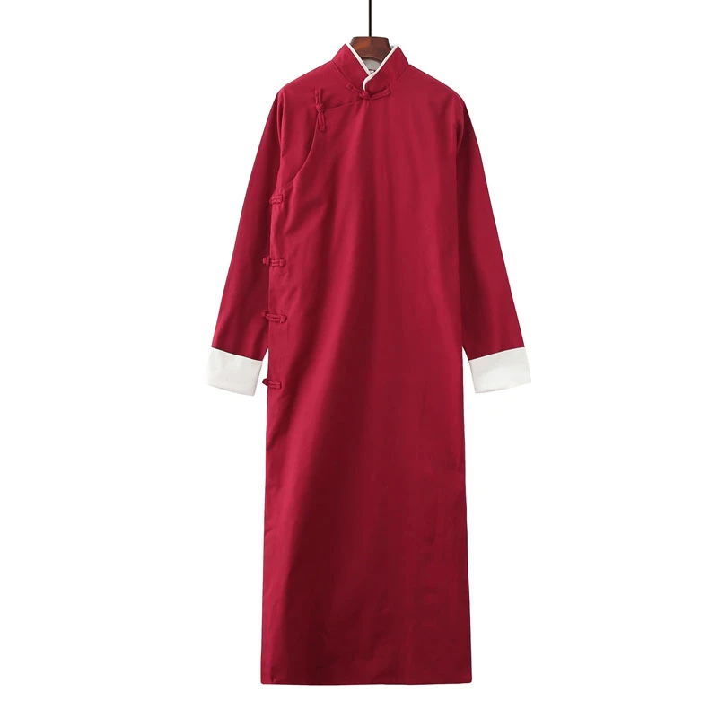 9 Colors Chinese Style Traditional Kung Fu Retro Male Tang Suit Gown Crosstalk Performance Tunic Pure Cotton Linen |