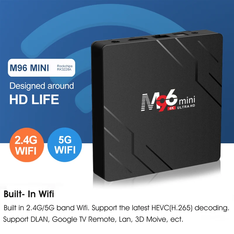 M96 Мини Смарт ТВ коробка Android 9 0 4K Youtube Google 2 4 &amp 5 0G WiFi Bluetooth Четырехъядерный Cortex-A7