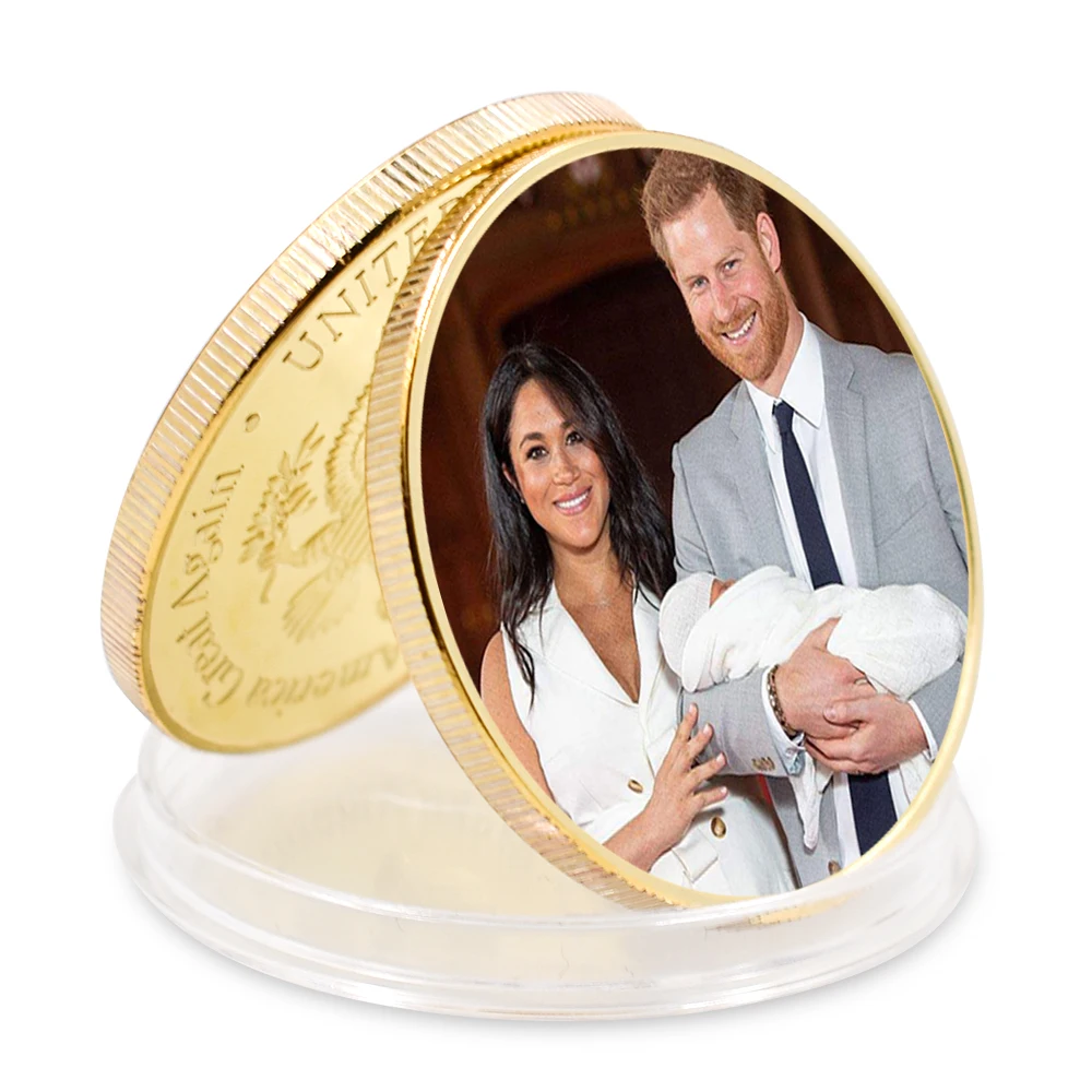 

Вызов Монета принц Вильям и его жене позолоченное художественное украшение деловая монета 2021 Новогодний подарок