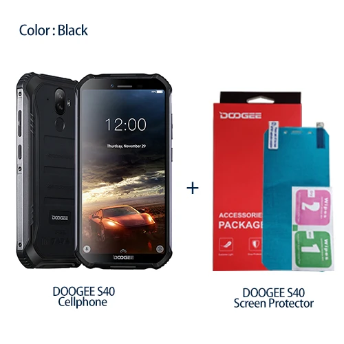 Add Screen Protector DOOGEE S40 4 GNetwork прочный мобильный телефон 5,5 дюймов дисплей 4650 мАч MT6739 четырехъядерный 3 ГБ ОЗУ 32 Гб ПЗУ Android 9,0 8.0MP IP68/IP69K - Цвет: Add Screen Protector