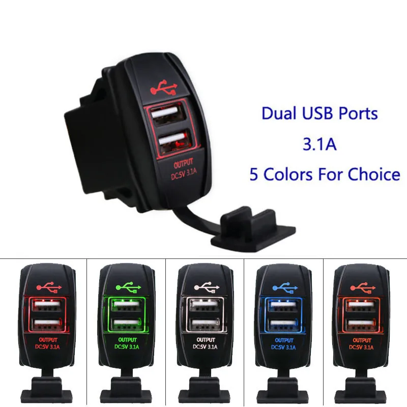 Универсальное USB Автомобильное зарядное устройство 5V 3.1A Авто розетка адаптер 2