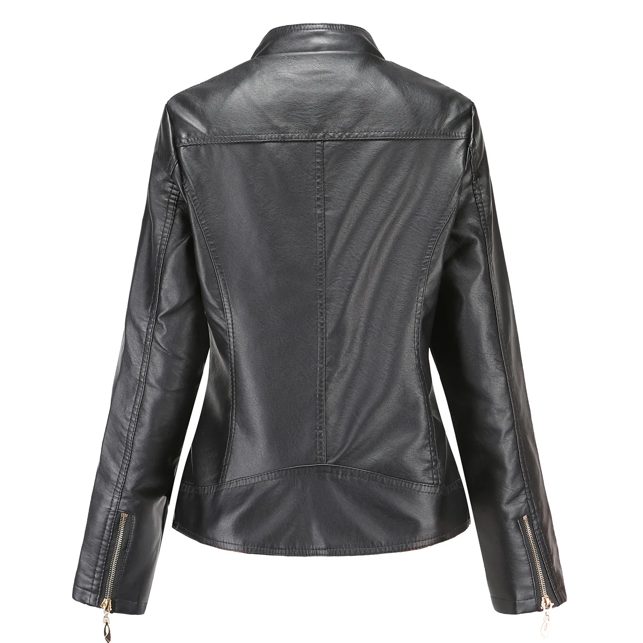 New 2021 Spring Autumn Women's Leather Jacket Temperament Plus Size Stand-up Collar PU Leather Jacket Women's Leather Jacket