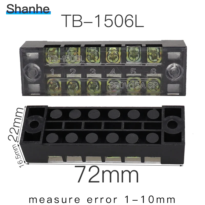 Терминал 600V 15A TB-1503 TB1504 TB1505 TB1506 TB-1510 TB-1512 провод Барьер Блок Клеммная лента - Цвет: TB-1506
