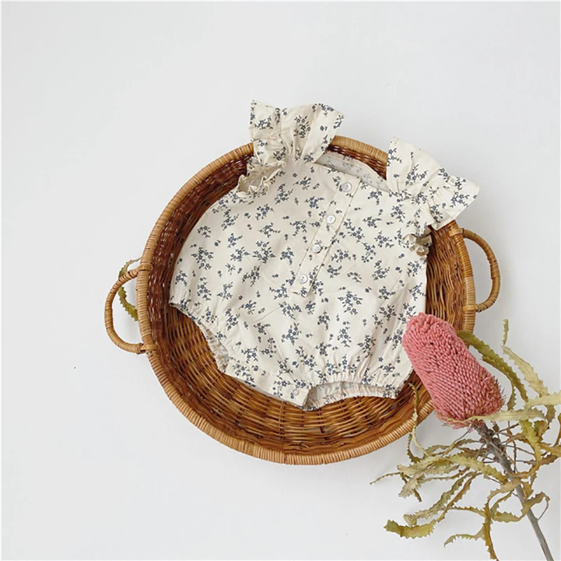 

Melario Baby Girls Clothes 2021 Summer Flower Printing Rompers Sweet Kids Cotton Rompers Casual Clothing for Children 0 24M