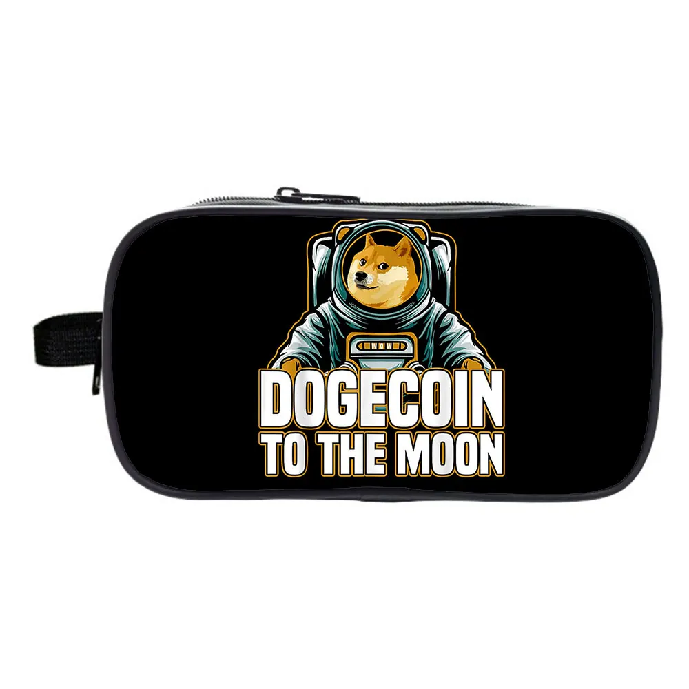 

Dogecoin Pencil Case Kawaii Large Stationery Storage Bags Canvas Pencil Box Cute Makeup Bag School Supplies Boys Girl Kids Gift