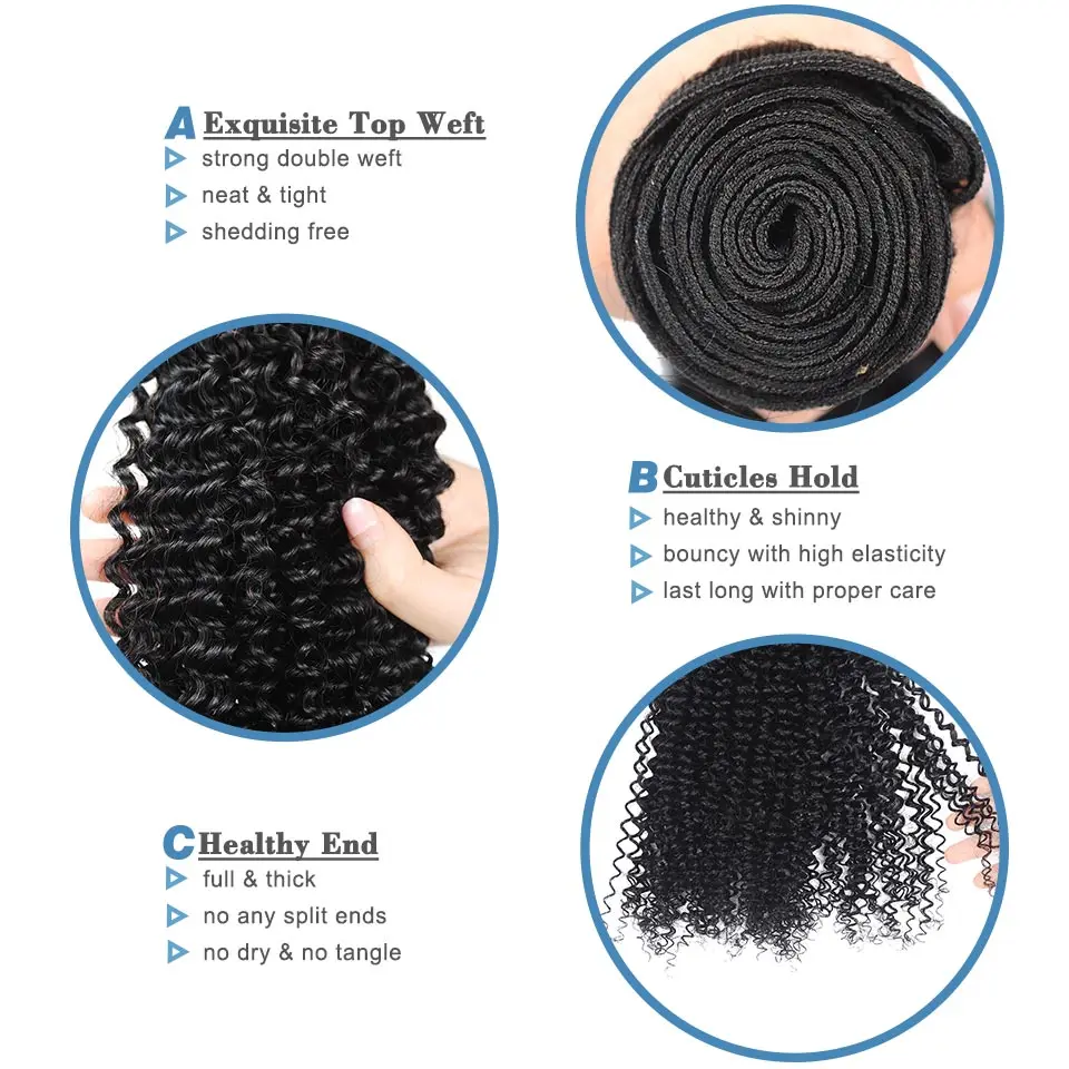 Кудрявые кудрявые пряди с закрытием натурального цвета бразильские