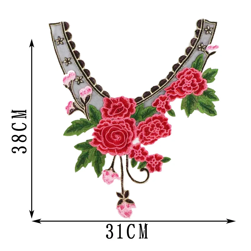 Rose Red 30 стилей 3D полые цветы вышитые кружева декольте DIY воротник декольте Venise Кружевная аппликация отделка Швейные принадлежности Скрапбукинг - Цвет: Rose Red