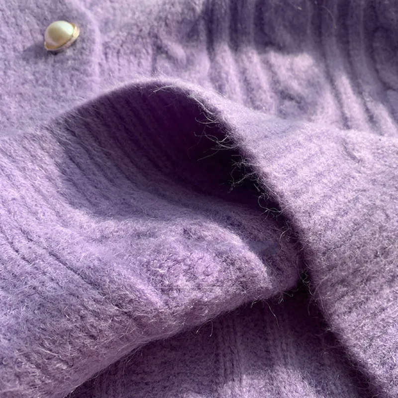 

Women Knitted Cardigans Sweater Fashion Autumn Long Sleeve Loose Coat Casual Button Thick V Neck Solid Female Tops 2021