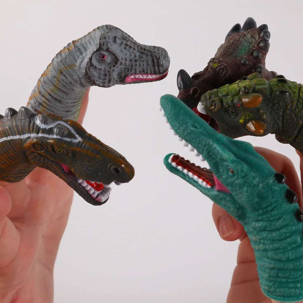 Резиновые игрушки на палец с головой динозавра 5 шт. | Игрушки и хобби