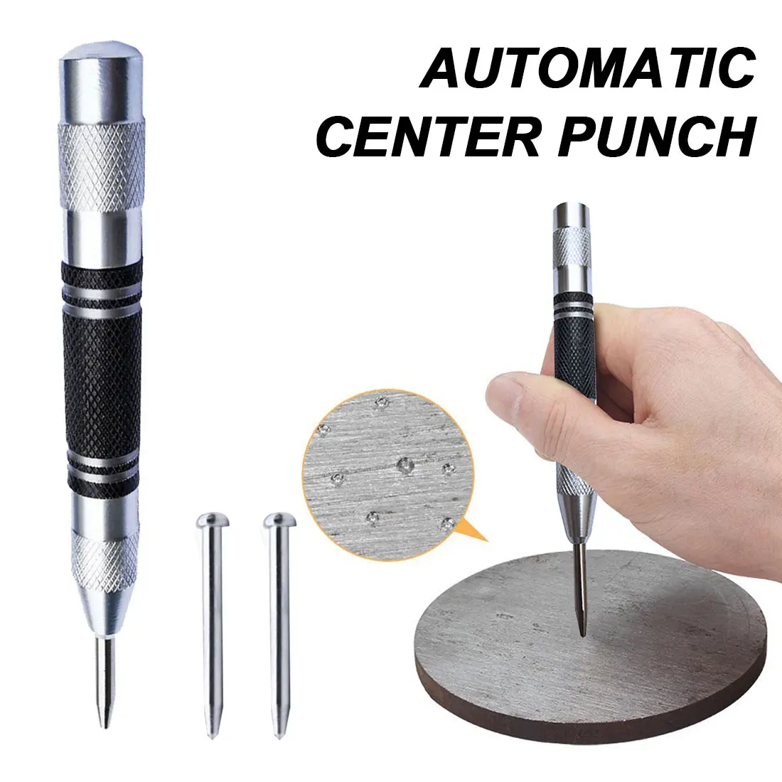 

Spring Loaded Mark Center Punch Automatic Center Pin Carbon steel alloy steel Center Punch Upgrade Woodworking Tools
