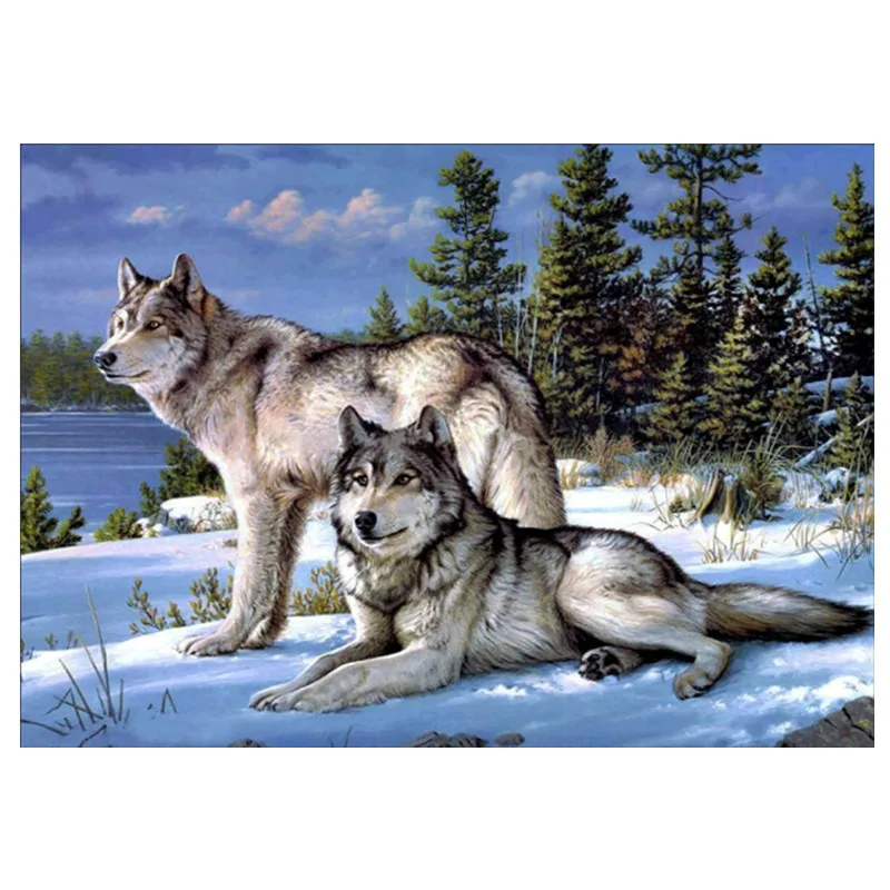 

5D DIY diamond painting animal wolf cross stitch diamond painting pattern full round rhinestone home decoration