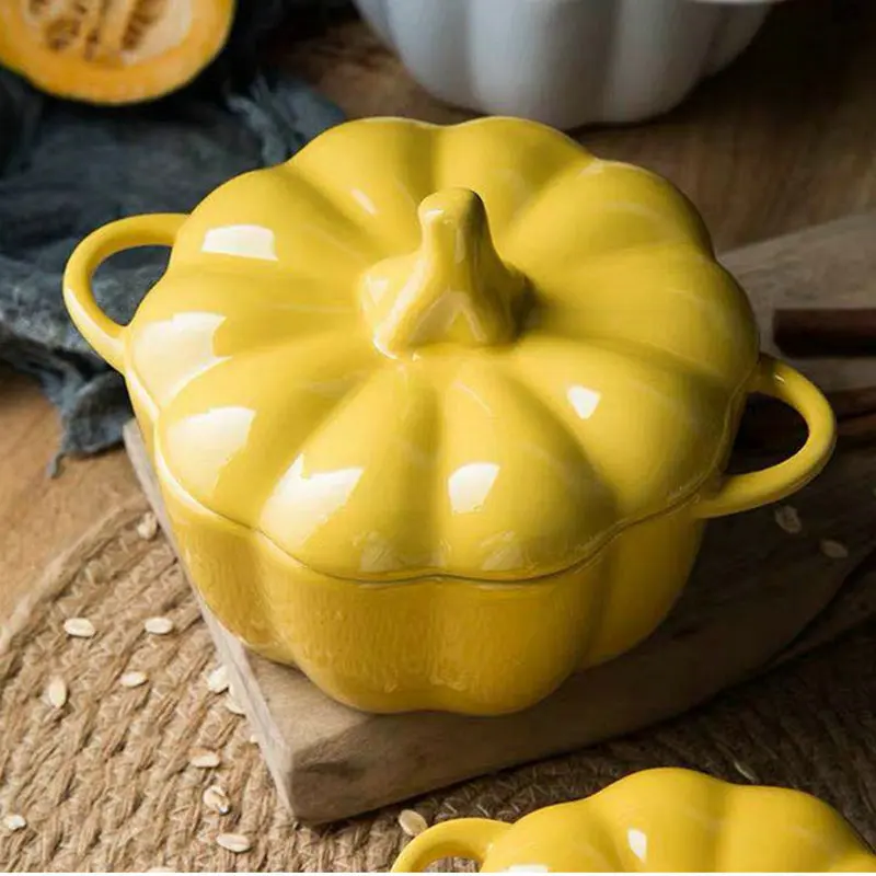 Керамика милые миска в форме тыквы с крышкой дома Творческий риса Западной