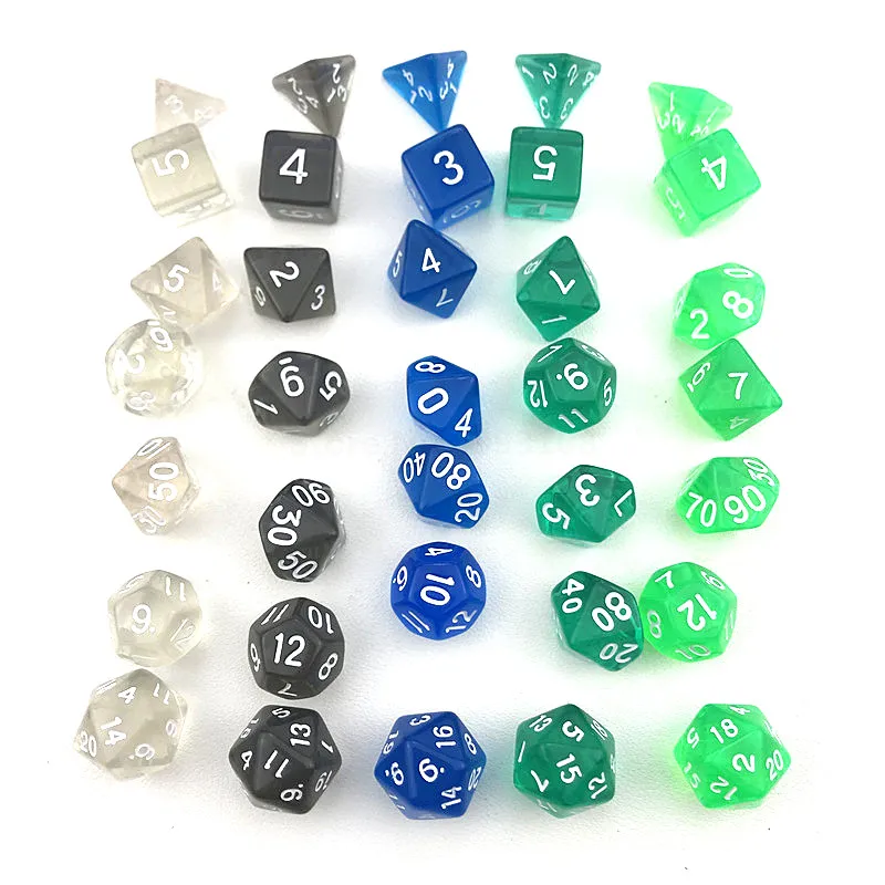 7 шт./компл. цифровой кости игральные набор многогранник D4-D20 мульти-Гранёные с