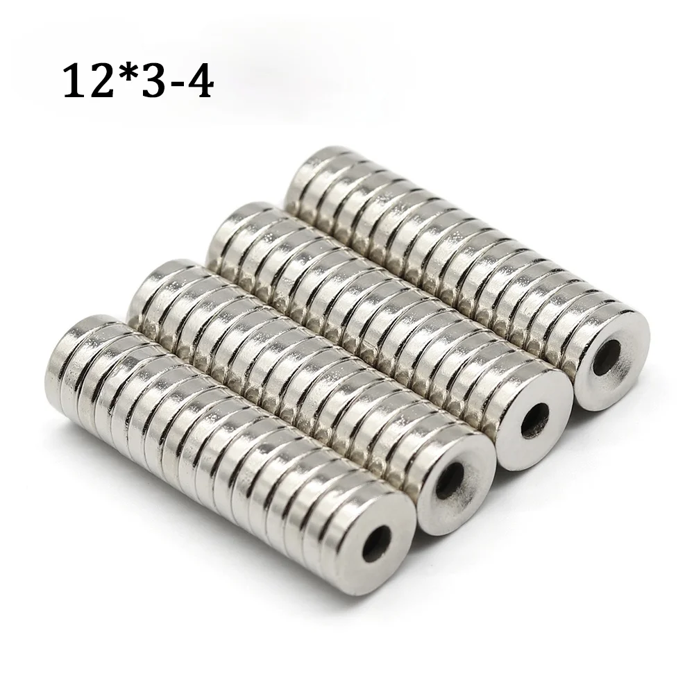 

10/20/30/40/50 Pcs 12x3-4 Round NdFeB Neodymium Magnet 12mm x 3mm Hole 4mm N35 Super Strong Small imanes Permanent Magnetic Disc