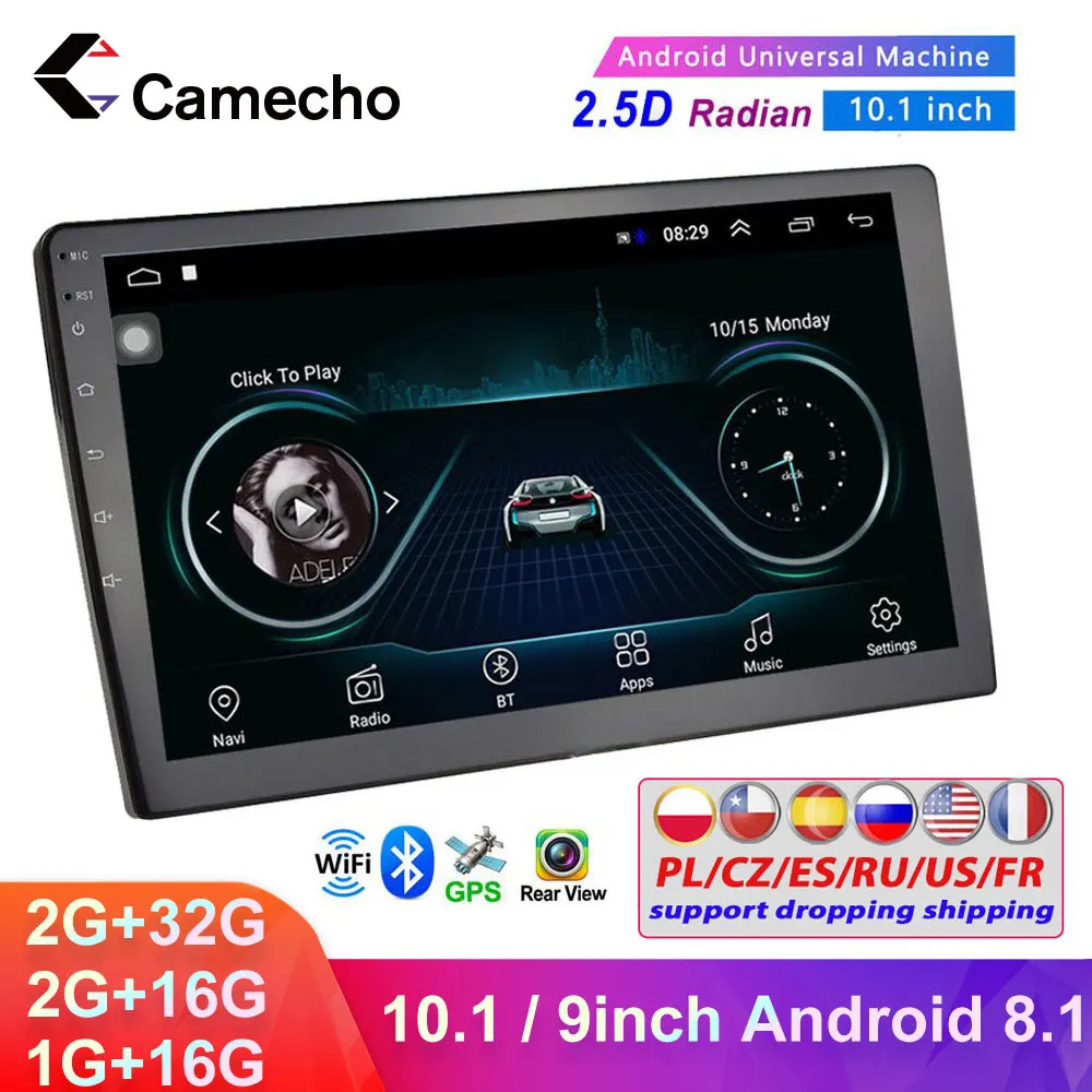 

Camecho 2 Din Car Radio Android 8.1 Car Multimedia Player 2din Car Radio Stereo Bluetooth WIFI GPS Audio Universal Video Player