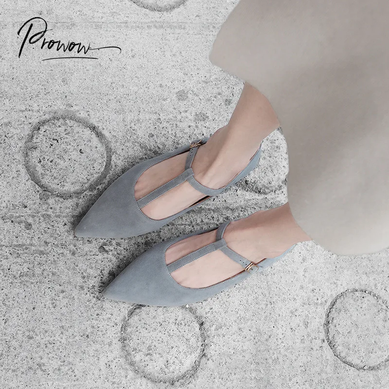 

Prowow Fashion Style Spring Summer Black Women Flats Shoes Pointed Toe Buckle Strap Women Casual Comfortable Flat Shoes Woman