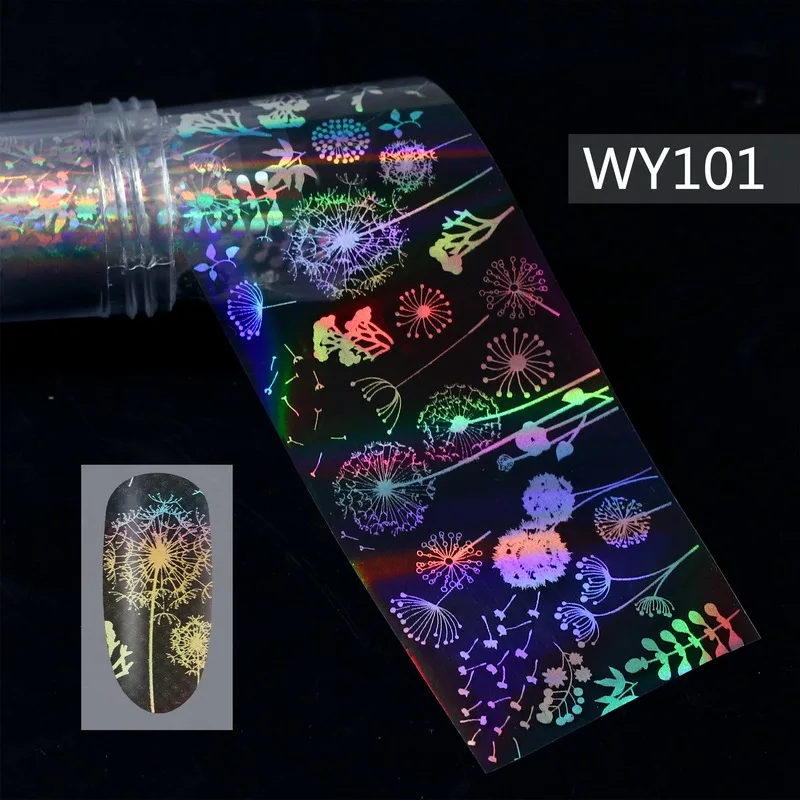WY101 Foils Sticker 28 узоров голографические лазерные ногтевые переводные наклейки из фольги пламенный цветок Единорог Переводные картинки для ногтей украшения для дизайна ногтей - Цвет: WY101 Foils Sticker
