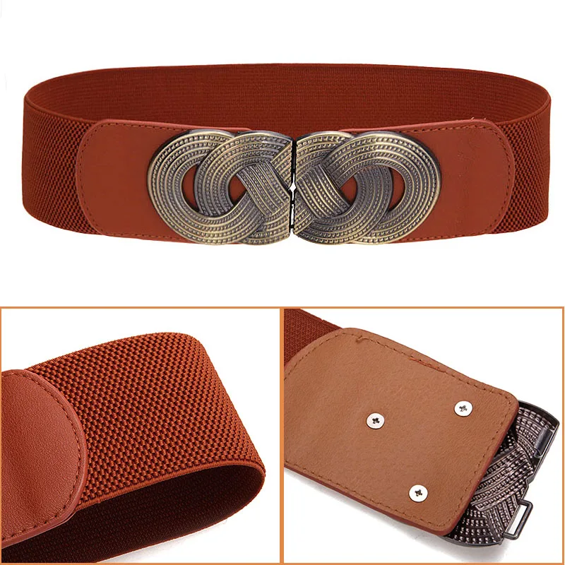 

Ladies Wide Belt Vintage Buckle Waist Belt Women Elastic Stretch Corset Waistband PU Leather Dress Coat Decorative Belt