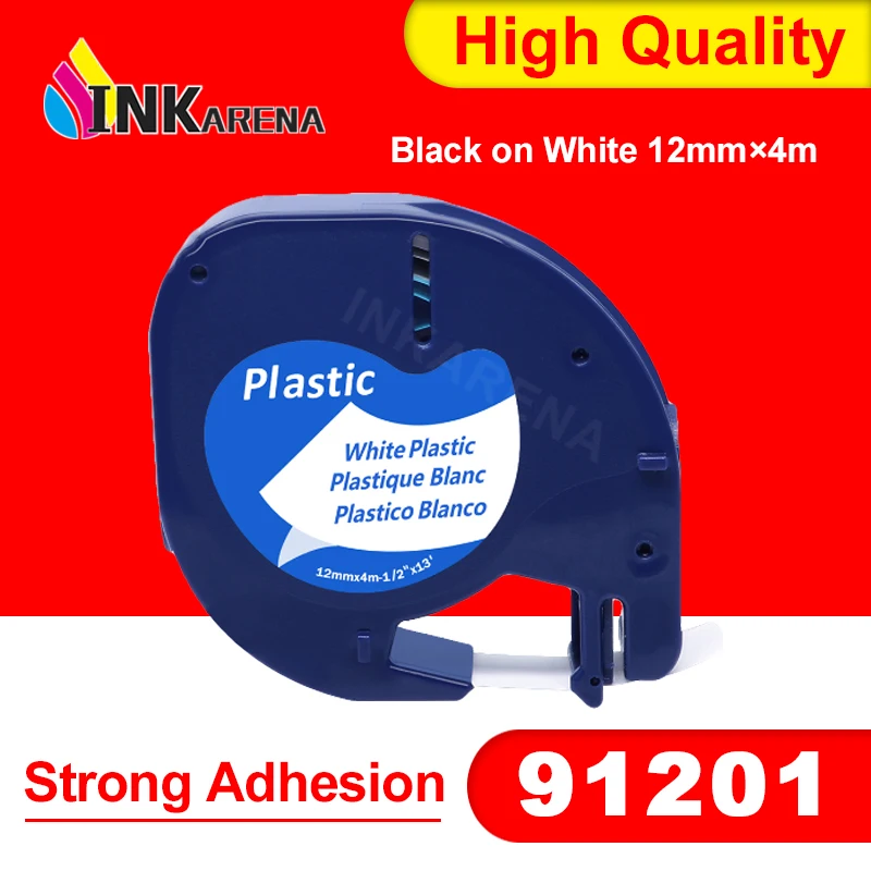 

Inkarena Letra Tag For 91201 plastic compatible Lable tape Typewriter Black On White 12mm Dymo Label Maker for LT-100H