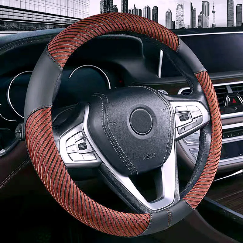 

Bright Ice Wire Steering Wheel Cover Four Seasons Universal Anti-Skid, Sweat-Absorbing, Wear-Resistant Men's And Women's Handle
