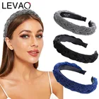 Женская плетеная повязка на голову с блестками LEVAO, блестящие плетеные головные повязки с блестками, обруч для волос для девочек