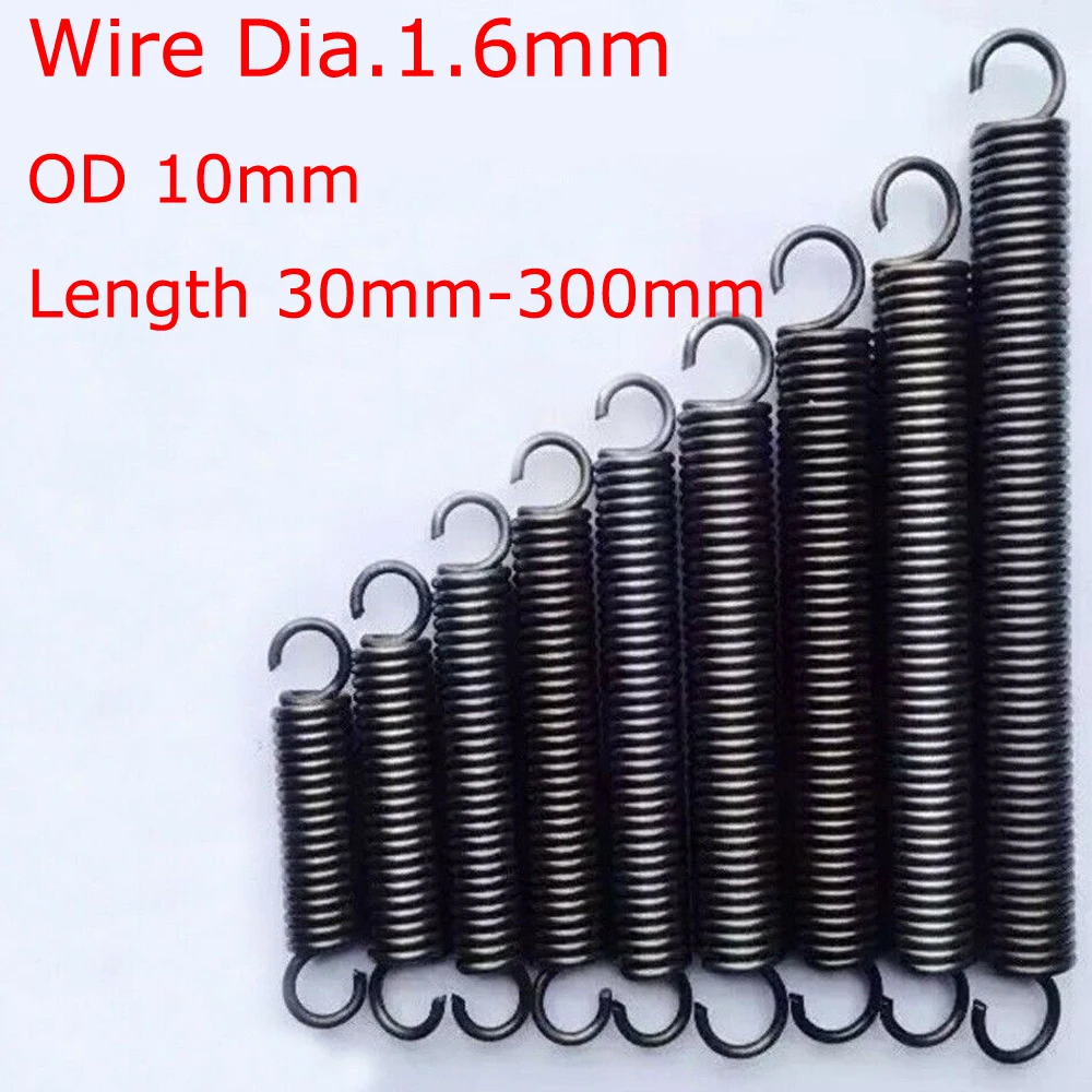 

1pcs Wire Diameter 1.6mm Tension Extension Spring Expansion Springs Length 30mm-300mm Out Diameter 10mm