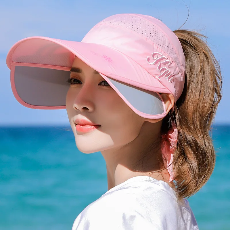 

Summer Sun Caps Sport Sun Visors Hats Women Wide Brim Beach Hat UV Protection Adjustable Female Cap Sunhats Woman Umbrella Hats