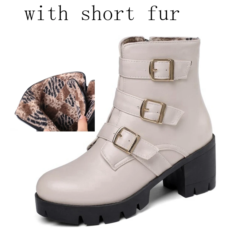 

BLXQPYT New high heels belt buckle women's short boots in autumn and winter warm 2019 New boots single boot size 35-46 C19-15