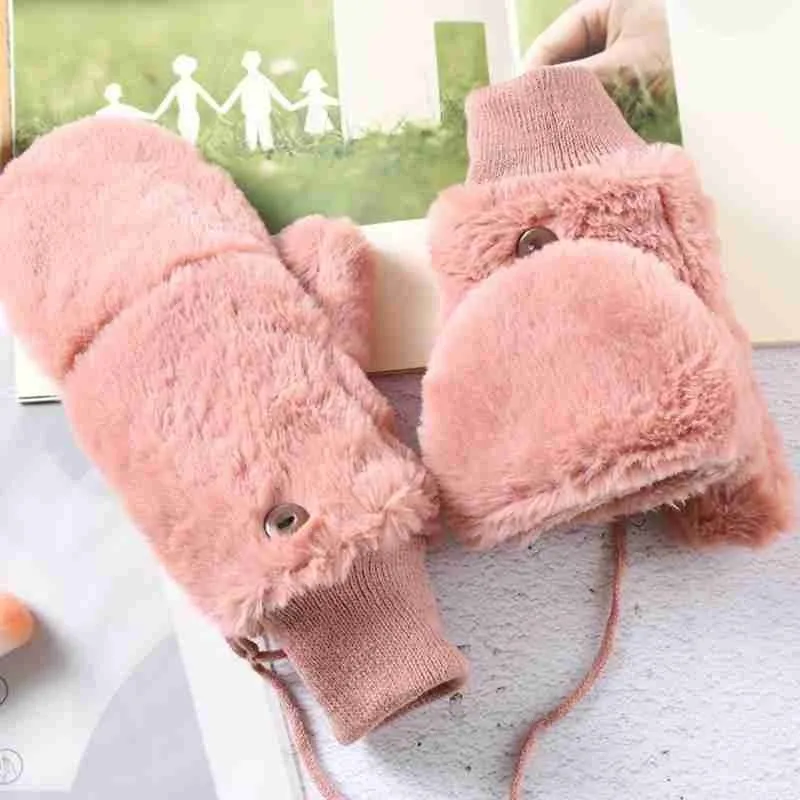 

Winter Fashion Plush Faux Fur Gloves Women Girls Windproof Thicken Stretch Warm Flip Type Soft Velvet Gloves Hand Warmer Mi F5G6