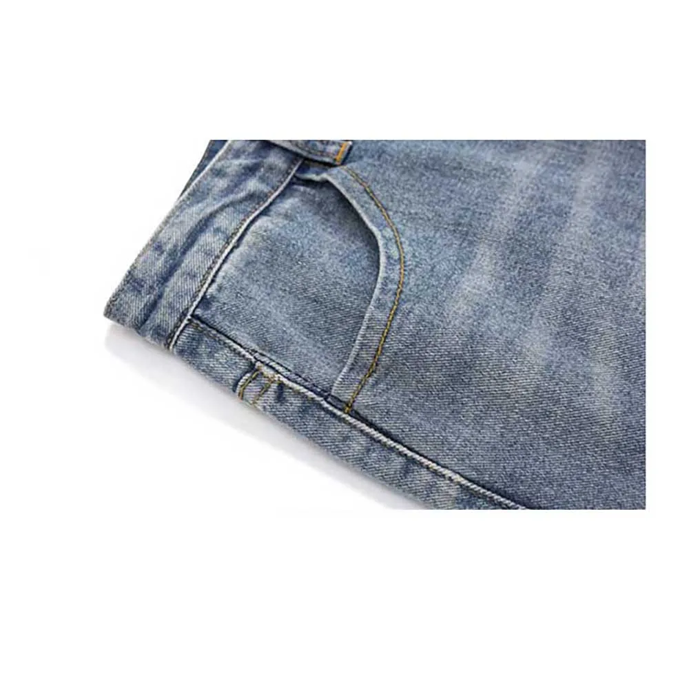 New Fashion Distressed Jeans Men Casual Denim Pants Straight Loose Baggy Solid Jeans Trousers Streetwear Jeans Clothing
