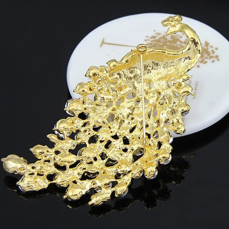 Брошь Павлин большого размера цветные хрустальные женские украшения для