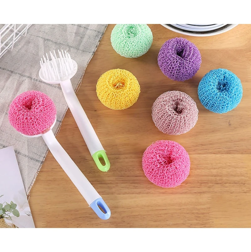 

Pot Cleaning Brush Non-scratch Dish Scrubber Scrubbing Pad Scouring Pad Handle Home kitchen Cleaning Supplies Accessories