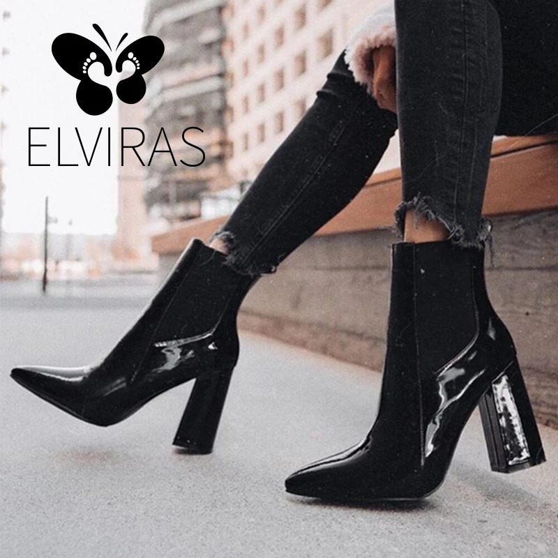 Женские ботинки челси ELVIRAS модная Уличная обувь из искусственной кожи на толстом