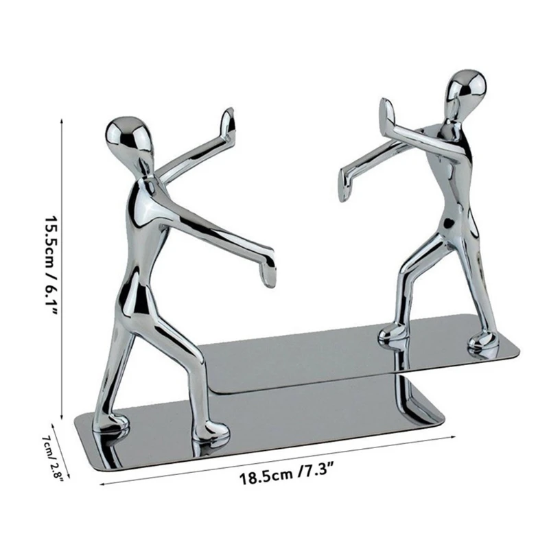 

Heavy Duty Man Nonskid Bookends Art Decorative Zinc Alloy Man Book End Metal Book Support for Shelves for Books Movies Magazines