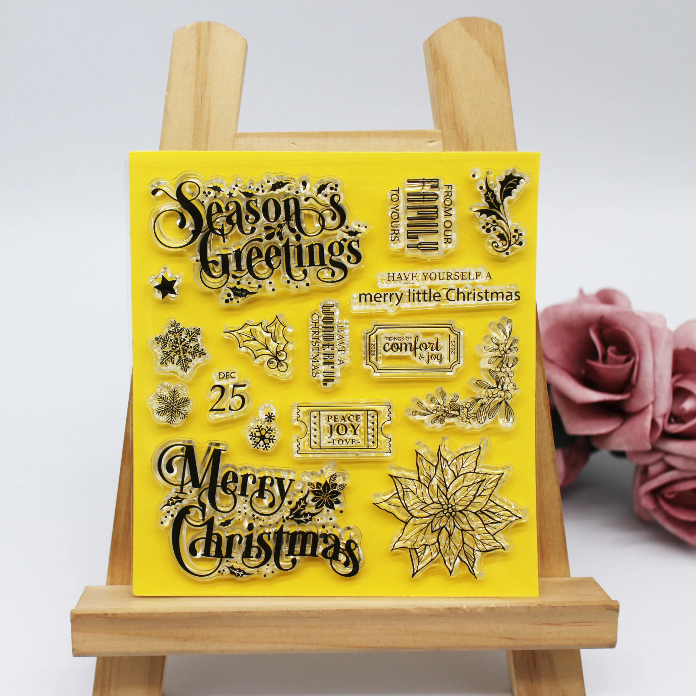 Рождественский календарь цветок прозрачные штампы для скрапбукинга/фотоальбом