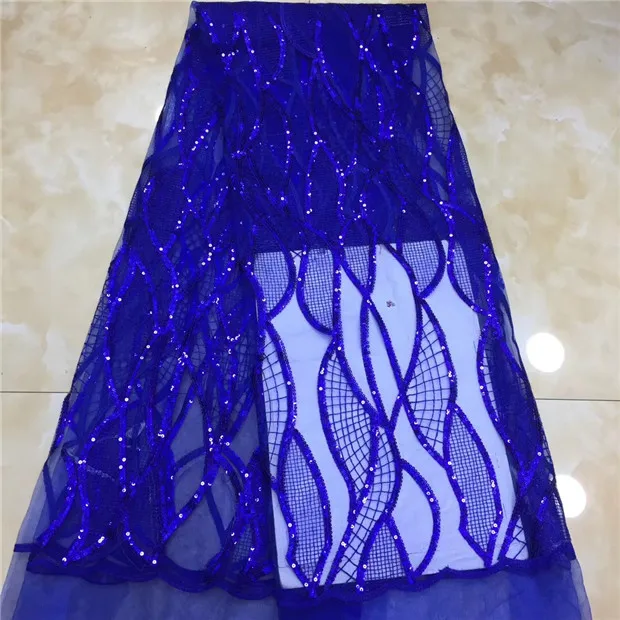 

Royalblue африканские блестки кружева ткань 2019 нигерийский французский тюль кружева с блестками вышивка кружева ткань для платья X9