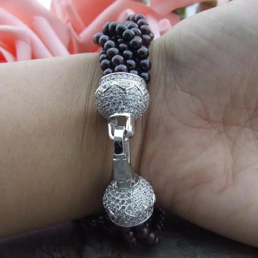 Браслет женский круглый из граната 8 дюймов нитей 4 мм | Украшения и аксессуары