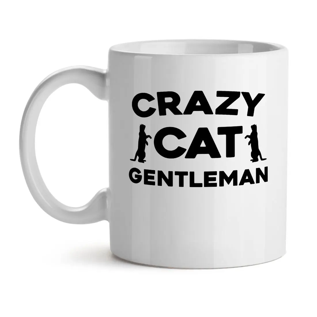 Керамическая кофейная кружка Crazy Cat для джентльмена белая 11 унций|Кружки| |