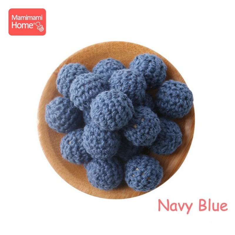 Navy Blue 10 шт. 20 мм набор для вязания крючком Прорезыватель для зубов сделай сам для Кормления Шприц ожерелье деревянные пустые вязаные бусины Детские товары игрушки - Цвет: Navy Blue
