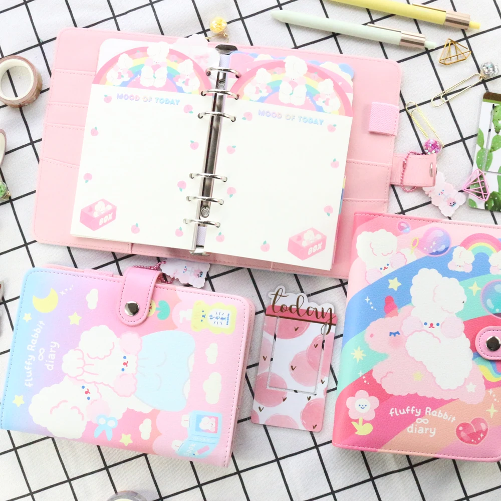 

Domikee 2020 New cute kawaii Korean hardcover 6 binder personal agenda planner organizer candy spiral notebooks stationery A6