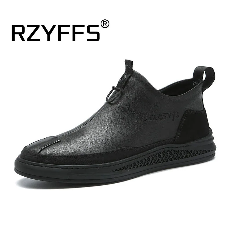 Мужская кожаная повседневная обувь черного цвета Модные дышащие кроссовки на