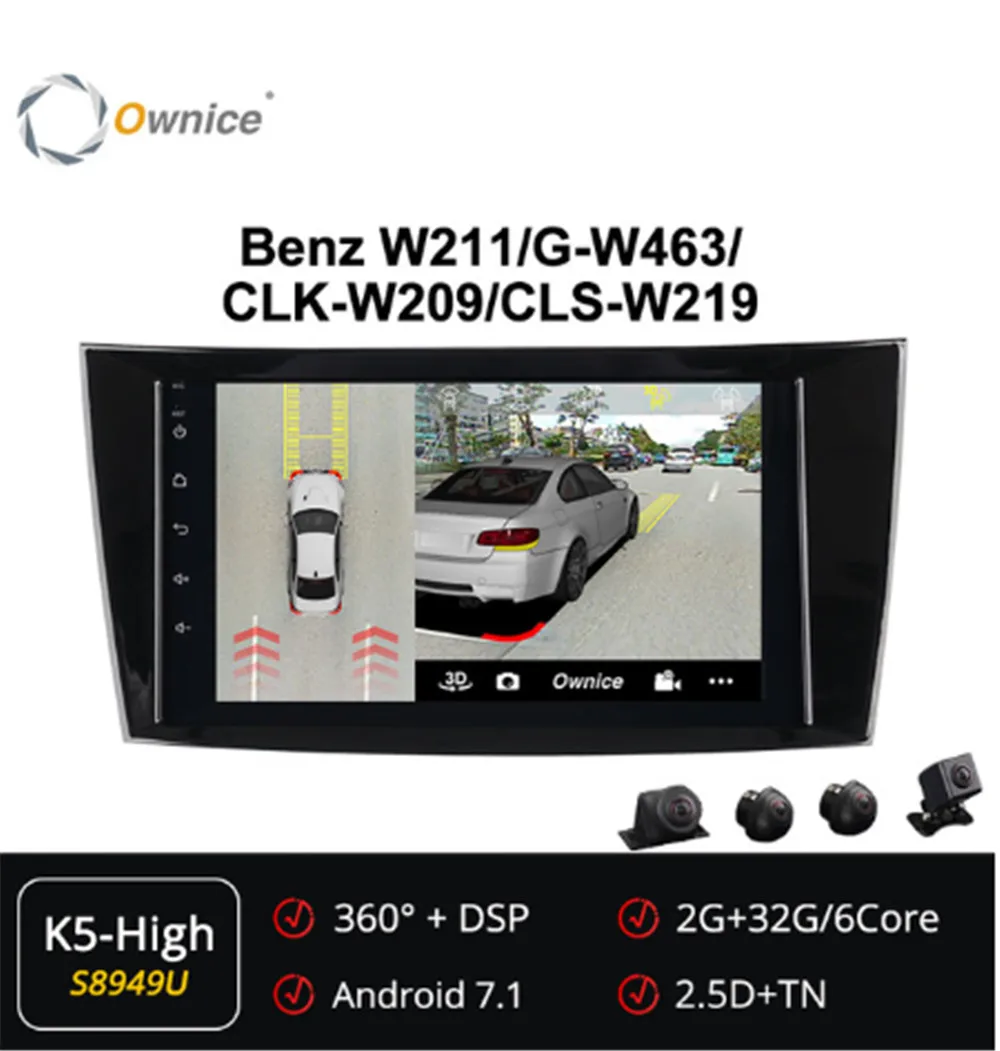 Ownice 6Core Android 7 1 360 панорама автомобиль DVD GPS ForMercedes Benz e-класс W211/CLS W219/CLK W209 головное